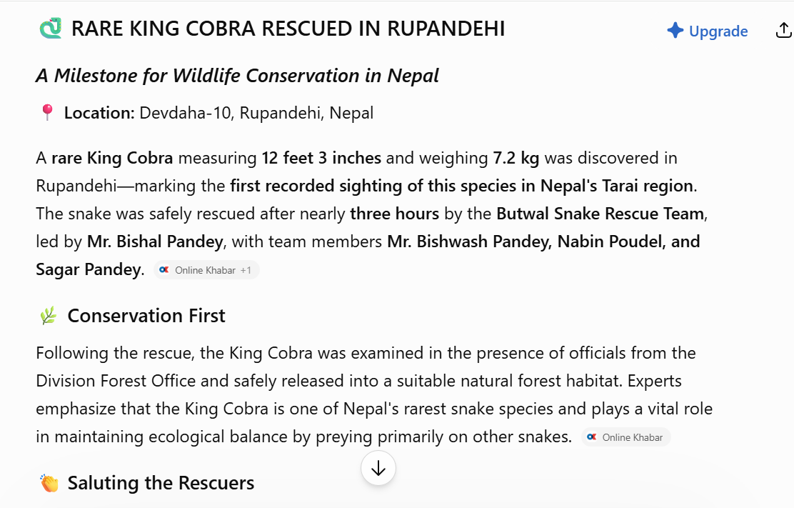 Felicitation of the Pandey Brothers for their remarkable dedication to snake rescue and wildlife conservation
